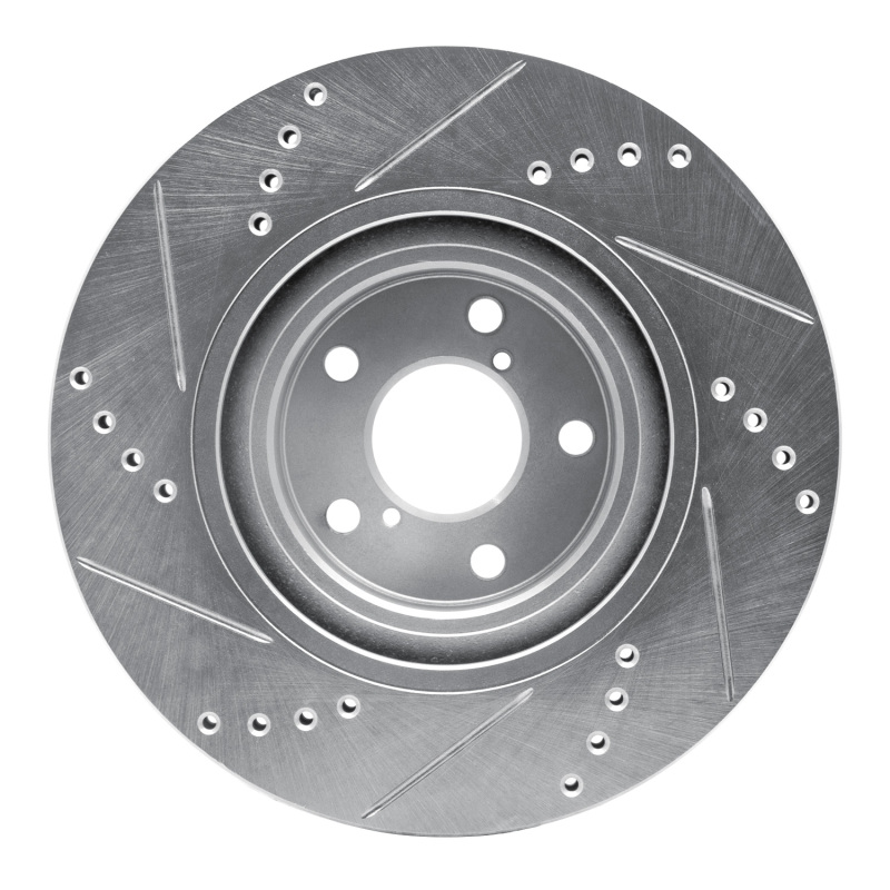 Scion FR-S Brake Rotor (1) - Front Right - R1 Concepts - Drilled & Slotted - Silver - `04-`25